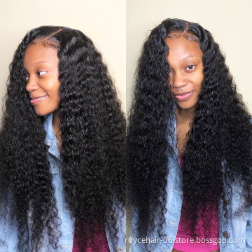 Cheap Lace Wigs For Women 180% Density Remy Brazilian Human Hair Water Wave Curly Pre Plucked Invisible Swiss Lace Closure Wig